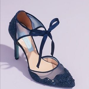 Crystal Embellished Tie Pumps with Illusion Mesh